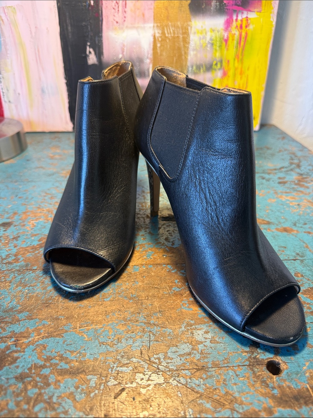 Coach Johanna Peep Toe Black Booties